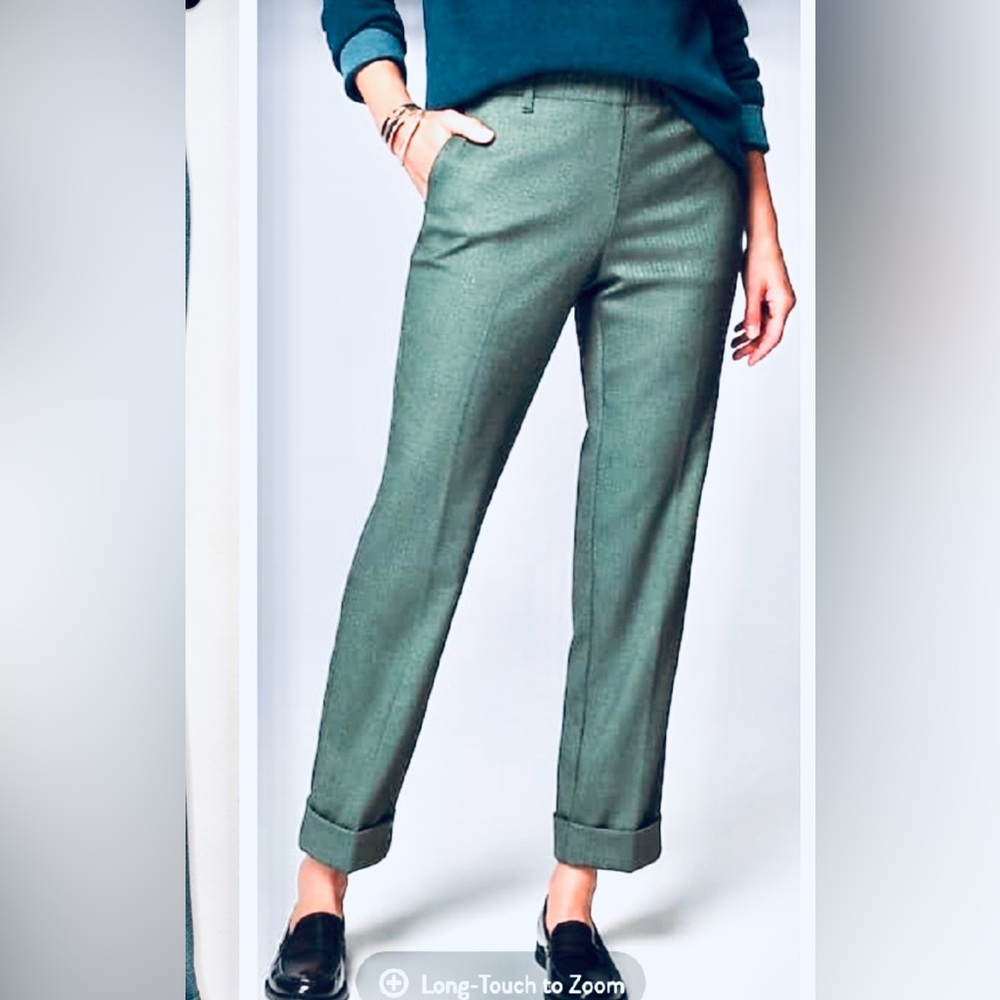 J. Jill Women's Green Tailored Straight-Leg Cuffed Pants